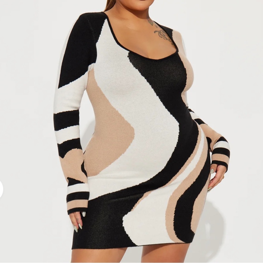 Stylish Color Block Sweater Mini Dress